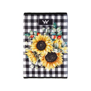 YaYwallet - Titular de la tarjeta de crédito, billetera delgada, billetera de tarjeta de crédito, billetera para bolsillo delantero o bolso pequeño, billetera minimalista-Gingham Girasol
