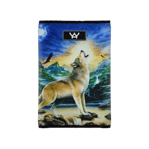 YaYwallet - Titular de la tarjeta de crédito, Cartera delgada, Cartera de tarjeta de crédito, Cartera para bolsillo delantero o bolso pequeño, Cartera minimalista - Lobo aullador