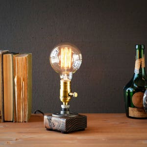 Henry Unique Wood Table lamp-Desk lamp-Edison Steampunk-Rustic home decor-Farmhouse decor-Home decor-Desk accessories-Industrial lighting