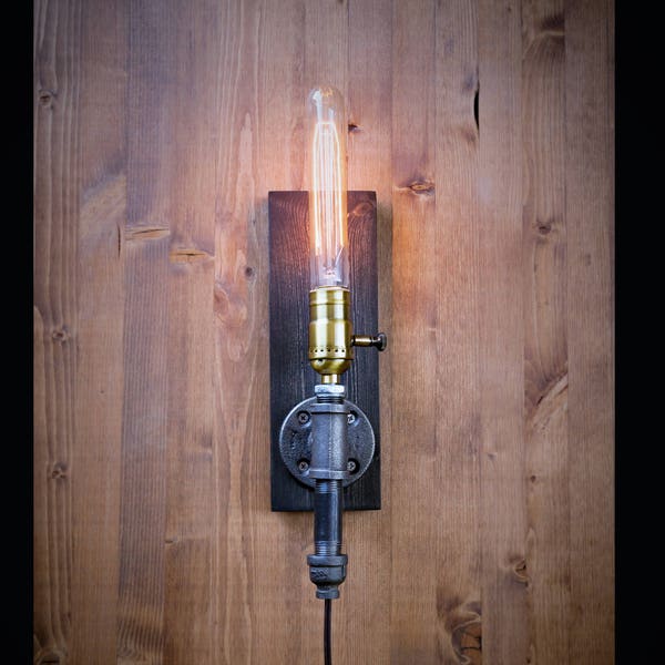 Plug in Sconce-Table lamp-Wall sconce-Steampunk lamp-Rustic home decor-Gift for men-Farmhouse decor-Home decor-Desk accessories-Bedside lamp