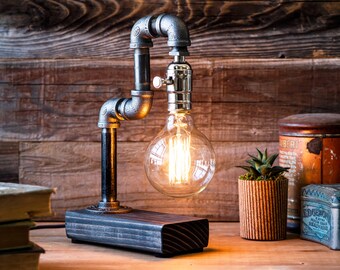 Steampunk Club Round Perforated Steel Desk Lamp