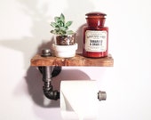 Industrial Bathroom toilet paper holder- Rustic home decor - Steampunk bathroom holder-Unique shelf - pipe bathroom holder-Farmhouse design