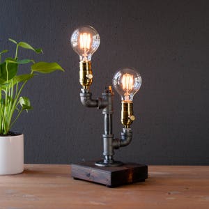 Industrial Table lamp-Desk lamp-Edison Steampunk lamp-Rustic home decor-Gift for men-Farmhouse decor-Home decor-Industrial lighting image 5