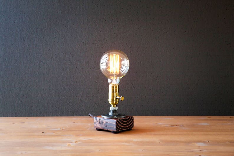 Henry Unique Wood Table lamp-Desk lamp-Edison Steampunk-Rustic home decor-Farmhouse decor-Home decor-Desk accessories-Industrial lighting image 6