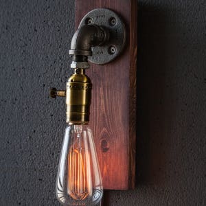 The Walter Edison Wall sconce-Plug in Sconce-Tablelamp-Steampunk lamp-Rustic home decor-Gift for men-Farmhouse decor-Bedside lamp image 9