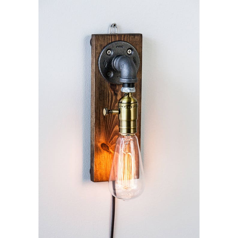 The Walter Edison Wall sconce-Plug in Sconce-Tablelamp-Steampunk lamp-Rustic home decor-Gift for men-Farmhouse decor-Bedside lamp Bild 6