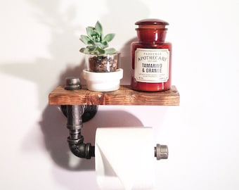 Industrial Bathroom toilet paper holder - Rustic home decor - Steampunk bathroom holder-Unique Bathroom shelf-Pipe bathroom holder-Farmhouse
