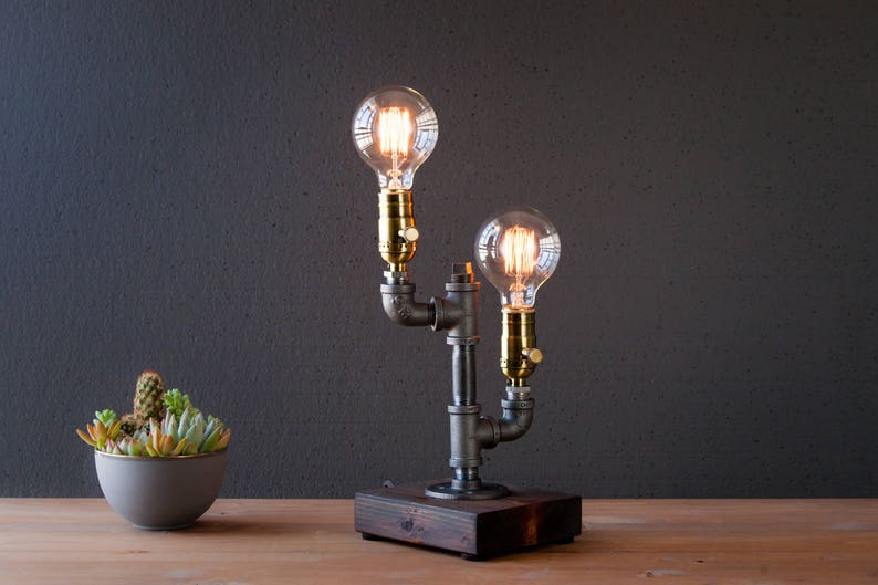 Industrial Table lamp-Desk lamp-Edison Steampunk lamp-Rustic home decor-Gift for men-Farmhouse decor-Home decor-Industrial lighting image 1