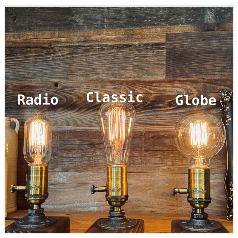 Henry Unique Wood Table lamp-Desk lamp-Edison Steampunk-Rustic home decor-Farmhouse decor-Home decor-Desk accessories-Industrial lighting image 3