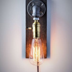 The Walter Edison Wall sconce-Plug in Sconce-Tablelamp-Steampunk lamp-Rustic home decor-Gift for men-Farmhouse decor-Bedside lamp image 6