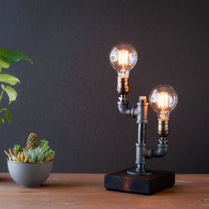 Industrial Table lamp-Desk lamp-Edison Steampunk lamp-Rustic home decor-Gift for men-Farmhouse decor-Home decor-Industrial lighting image 4