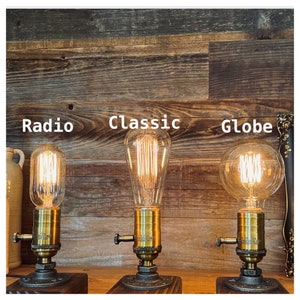 Lámpara de mesa-Lámpara de escritorio-Lámpara Edison Steampunk-Decoración rústica del hogar-Regalo para hombres-Decoración de la granja-Decoración del hogar-Accesorios de escritorio-Iluminación industrial imagen 2