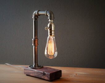 Victor Edison lamp-Rustic home decor-Steampunk lamp-Unique table lamp-Industrial lighting-Housewarming gift for men-Desk lamp-Bedside lamp