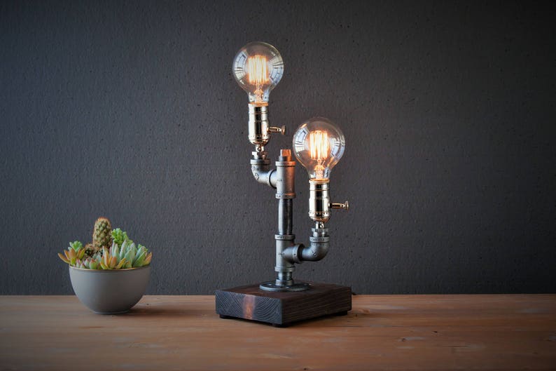 Industrial Table lamp-Desk lamp-Edison Steampunk lamp-Rustic home decor-Gift for men-Farmhouse decor-Home decor-Industrial lighting image 6
