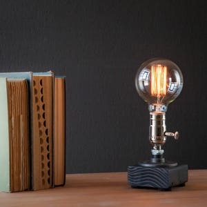 Henry Unique Wood Table lamp-Desk lamp-Edison Steampunk-Rustic home decor-Farmhouse decor-Home decor-Desk accessories-Industrial lighting image 7