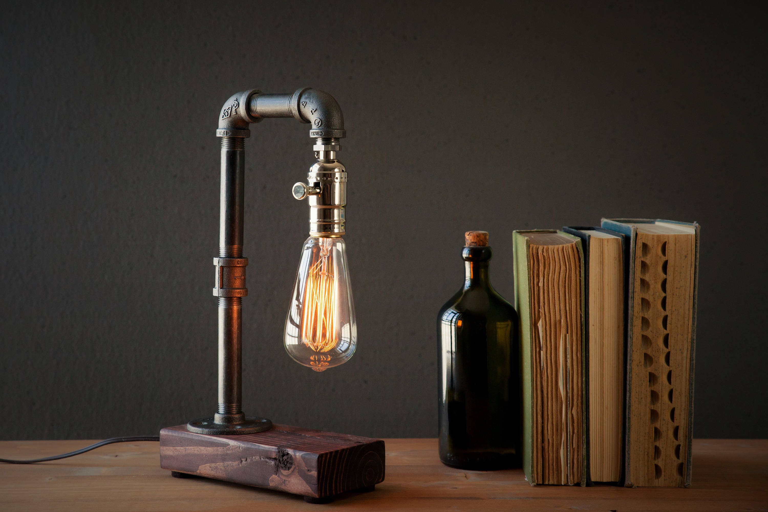 lamp-Desk lamp-Edison Steampunk lamp-Rustic home decor-Gift for