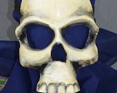 Leather Skull Death Mask Full Face Handmade Painted Scary Creepy Halloween Mardi Gras Carnival Cosplay