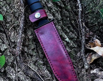Ka-Bar USMC Leather Sheath | Custom Colors | Made to Order | Bushcraft | EDC | Mens Gift | Fixed Blade Knife