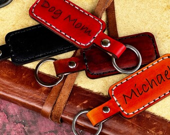 Personalized Leather Keychain | Customizable | Name | Initials | Label | Quote | Gift | Lanyard Pendant Charm |