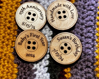 Customizable Button Labels for Temperature Blankets | Crochet & Kitting Projects | Tags Engraved Leather | Yarn | Label | Tag |