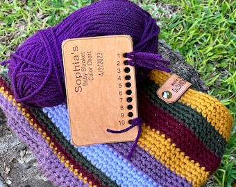 Baby Blanket Yarn Card | Fully Customizable | Color Chart | Knitting | Crochet | Gift | Hobby | Baby Name