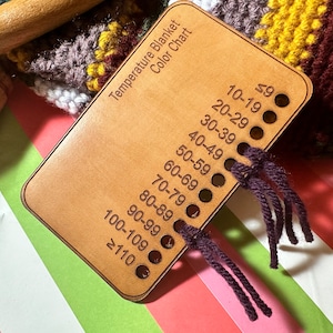 Customizable Leather Yarn Card | Color Chart | Temperature Blanket | Knitting | Crochet | Gift | Hobby