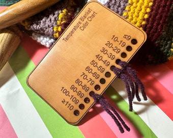 Customizable Leather Yarn Card | Color Chart | Temperature Blanket | Knitting | Crochet | Gift | Hobby