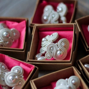 Romantische Braut Soutache Ohrringe, Ellegant Hochzeit Perlen Ohrringe, handgemachte Braut Ohrringe, Elfenbein Bild 5