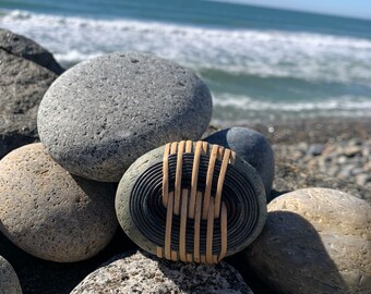 Leather Wrapped Rock,Medium Meditation Stone, Zen Rock “Falling In”