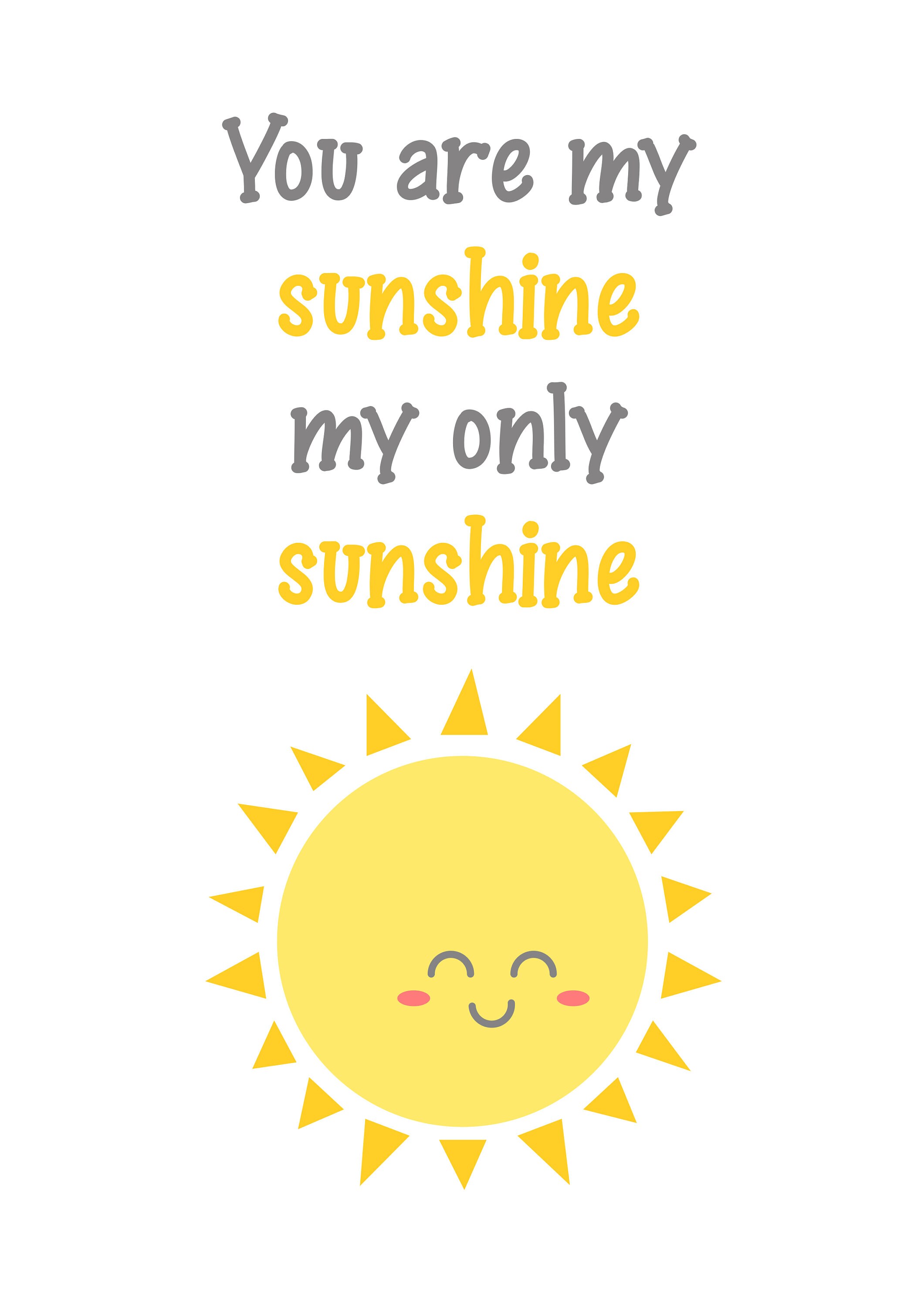 You Are My Sunshine Prints. Set of Two. Framed or Unframed Etsy UK