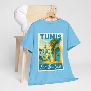 Tunis Sidi Bou Said T-Shirt: Vintage Tunisia Travel Poster Tee