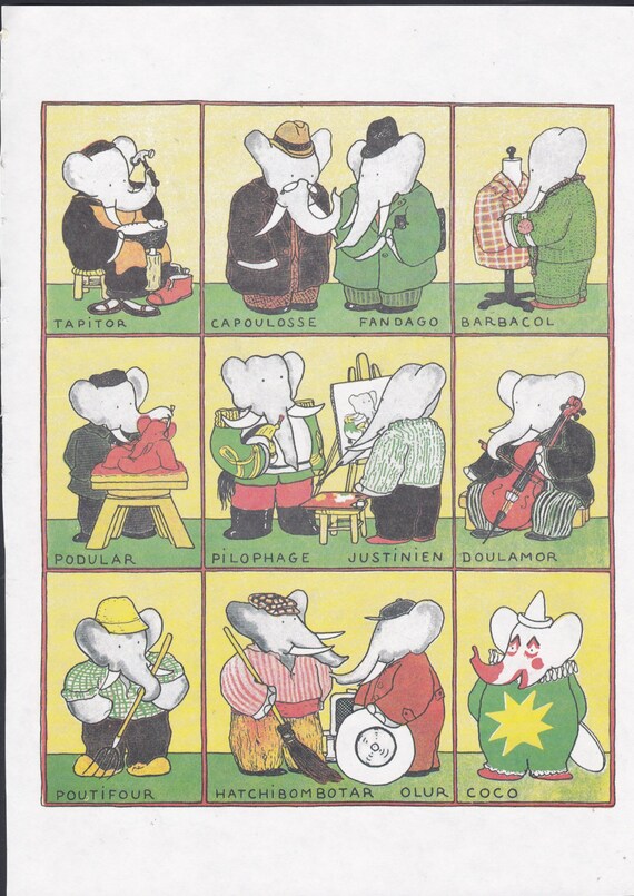 Babar the Elephant. Elephants Professions & Trades. Vintage - Etsy UK Babar the Elephant. Elephants Professions & Trades. Vintage - Etsy UK
