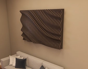 Parametric Wood Wall Art, 3D Wood Wall Art, Wave wall decoration, 3D Large Wall Hangings, Home decorations, large wall decoration
