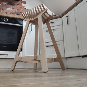 Barhocker, Designstuhl, moderner Stuhl, Industriehocker, Holzhocker, Barstuhl, Kitchen Hoker, skandinavisches Design Bild 1