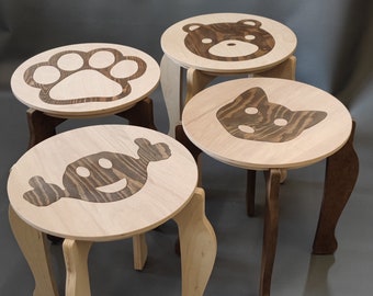 Set of 4 pieces. Funny stool, kids stool, adult stool, custom design stool