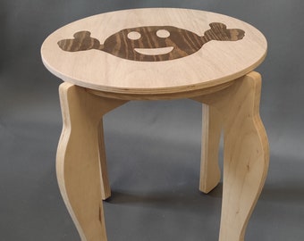 funny stool, children's stool, adult stool, stool with your own design - smile