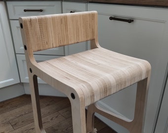 Taburete de bar, silla de diseño, silla moderna, muebles paramétricos, taburete de madera, silla de bar, hoker de cocina, escandinavo