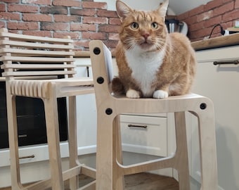 SET OF 2 STOOLS designer chair, modern chair, parametric furniture, wooden stool, bar chair, Kitchen Hoker, Scandinavian