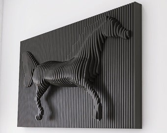 Horse running parametric decoration, 3D horse wall art, very large wall decoration, for a horse lover