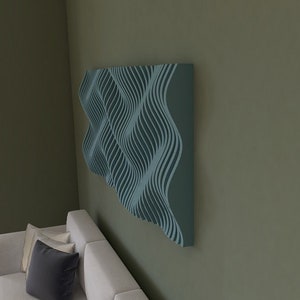 Parametric Wood Wall Art, Colorful Wall Decor, Wave Wall Decor, Blue wall decoration, Home Decor, Yellow Living Room Wall Deco, Blue wallart