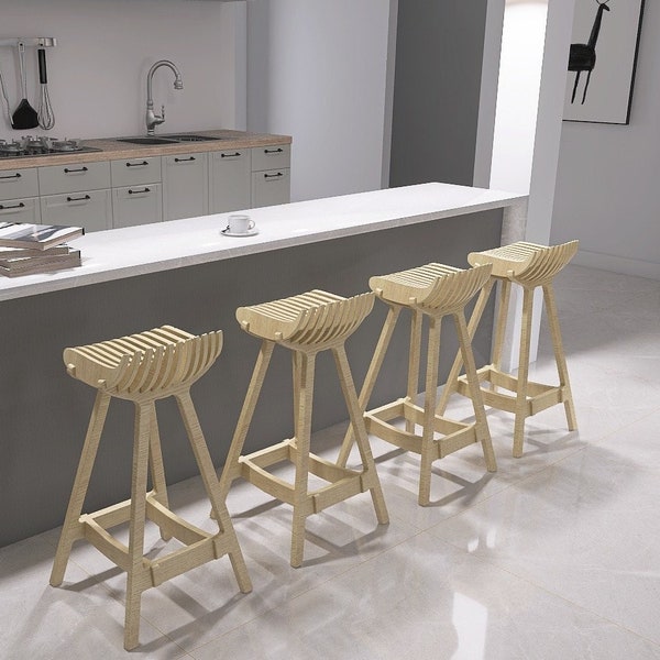 SET OF 4 PIECES Bar stool, design chair, modern chair, industrial stool, wood stool, bar chair, Kitchen Hoker, scandinavian Design