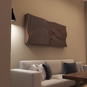 Parametric Wall Decor Art for living room or office Decorations, Parametric Wavy Wooden Wall Decor,  3D Large Wall Hangings