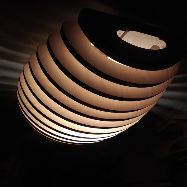 suspension paramétrique, lustre moderne du milieu du siècle, lampe design, suspension en bois