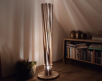 Wooden floor lamp, living room lamp, modern tall lamp