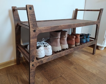 Shoe bench, Mid century modern, Wood Entryway bench, Entryway bench, Wooden simple bench for shoes, shoe cabinet