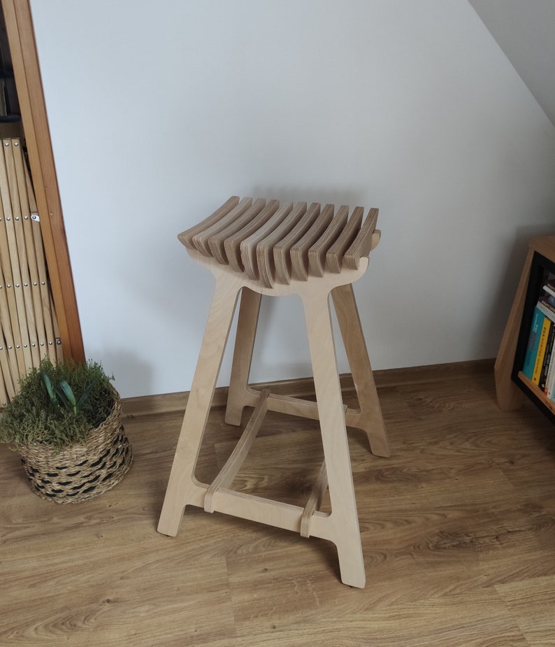 Barhocker, Designstuhl, moderner Stuhl, Industriehocker, Holzhocker, Barstuhl, Kitchen Hoker, skandinavisches Design Bild 3