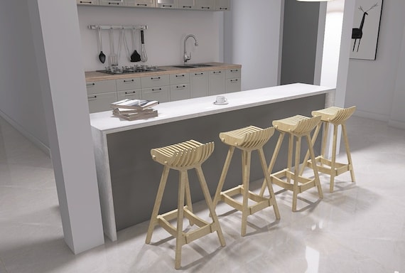 SET OF 4 PIECES Bar Stool Design Chair Modern Chair Industrial Stool Wood Stool Bar Chair Kitchen Hoker Scandinavian Design Etsy