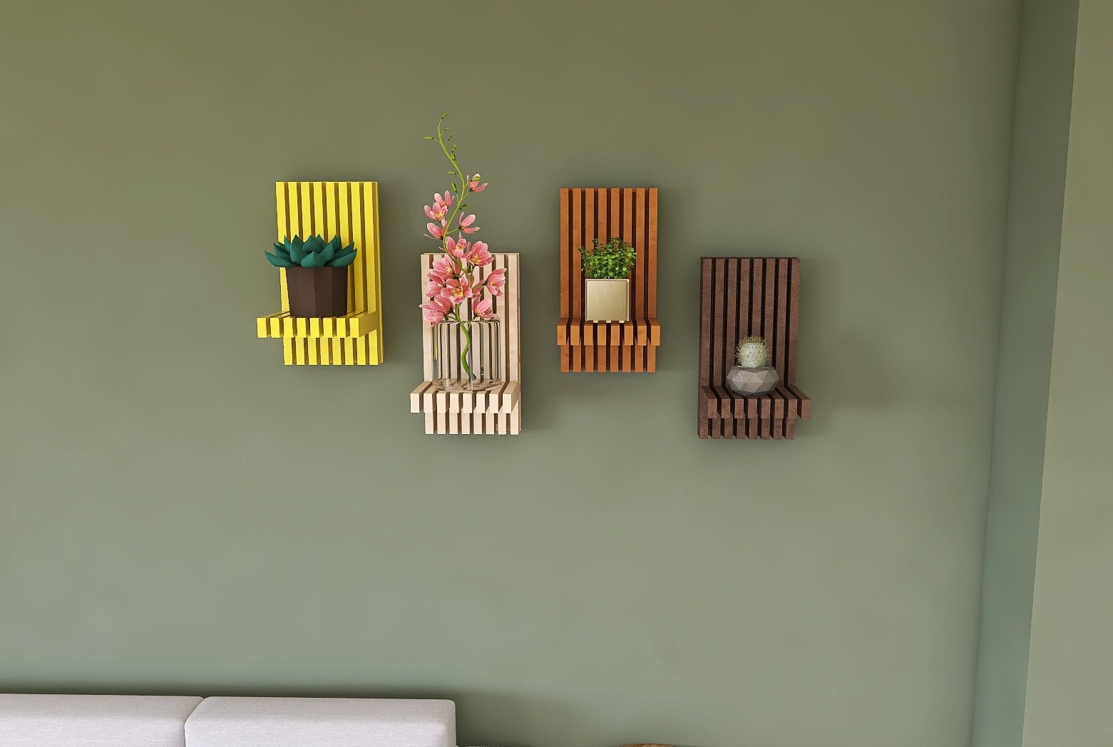 Mid Century Flower Stand, Wall Mounted Flower Stand, Parametric Flower