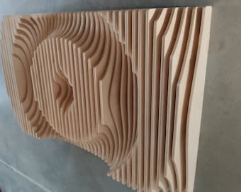 Parametric Wood Wall Art , Large Sound Diffuser , Acoustic Panel, 3D Wood Wall Art, Parametric Wood Decor, Gift Ideas