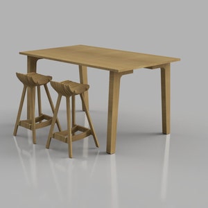 Scandinavian style table to match the bar stools, Plywood desk for office or dining room